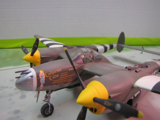 "California Cutie" has quite a scoreboard; trains, fighter sweeps, bombing missions. But no kills.