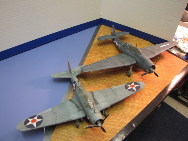 The TBD Devastator next to the plane that replaced it, the TBF Avenger.