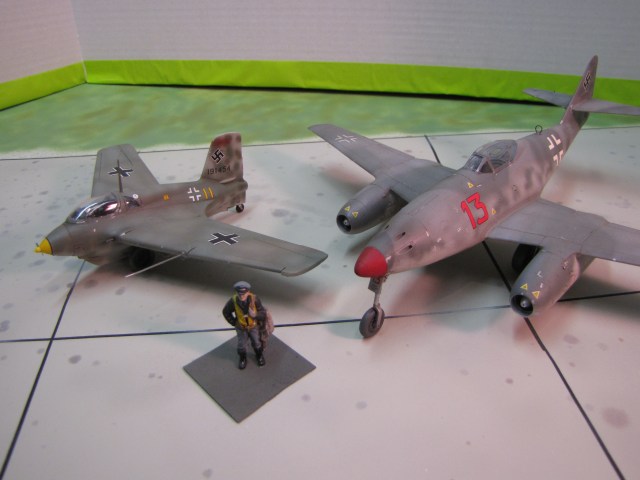 The Me 163 alongside the Me 262.  the Komet was a tiny aircraft.