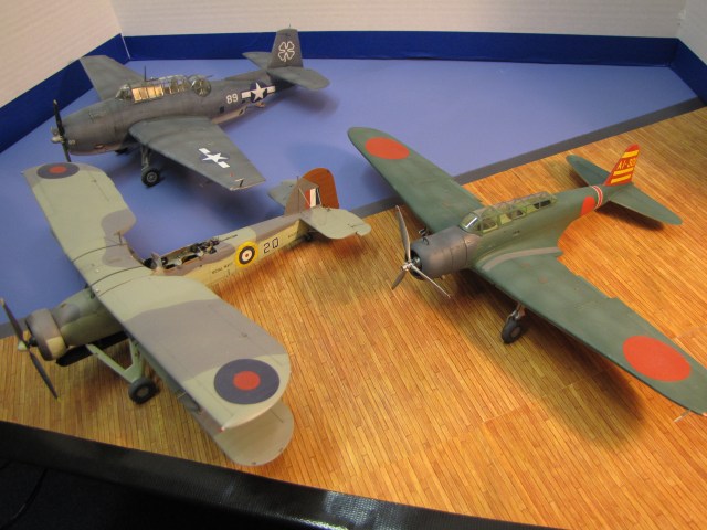 The three major carrier based torpedo bombers of World War II; Swordfish, Avenger and Kate. Lend Leased Avengers would replace the Swordfish on British Fleet Carriers in the last two years of the war (but not most Escort Carriers).