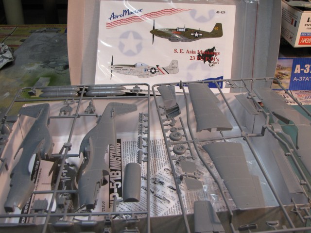 The bulk of this kit is on two sprues of styrene plastic.  There is also one much smaller sprue of clear parts. I'll be using an after market decal sheet by Aeromaster to provide markings for Pappy Herbst's "Tommy's Dad".