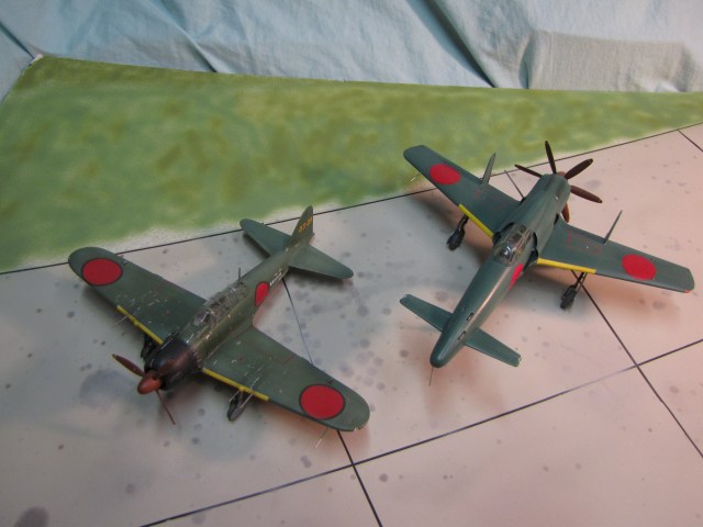 A late model Zero with the Shinden.   These two types could have served at the same time; but the J7W is more modern, more powerful and much bigger.