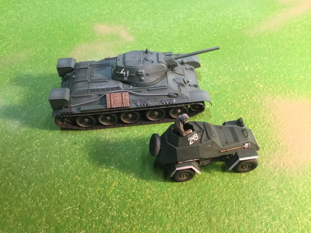 The Ba-64 alongside a T-34 tank.